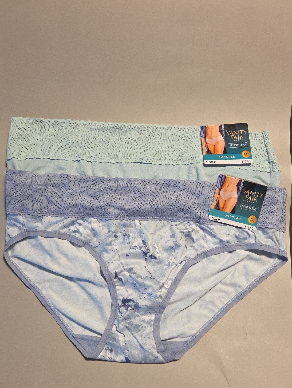 Vanity Fair Women's Effortless Hipster Panties Set Of 2 Size 7 L
